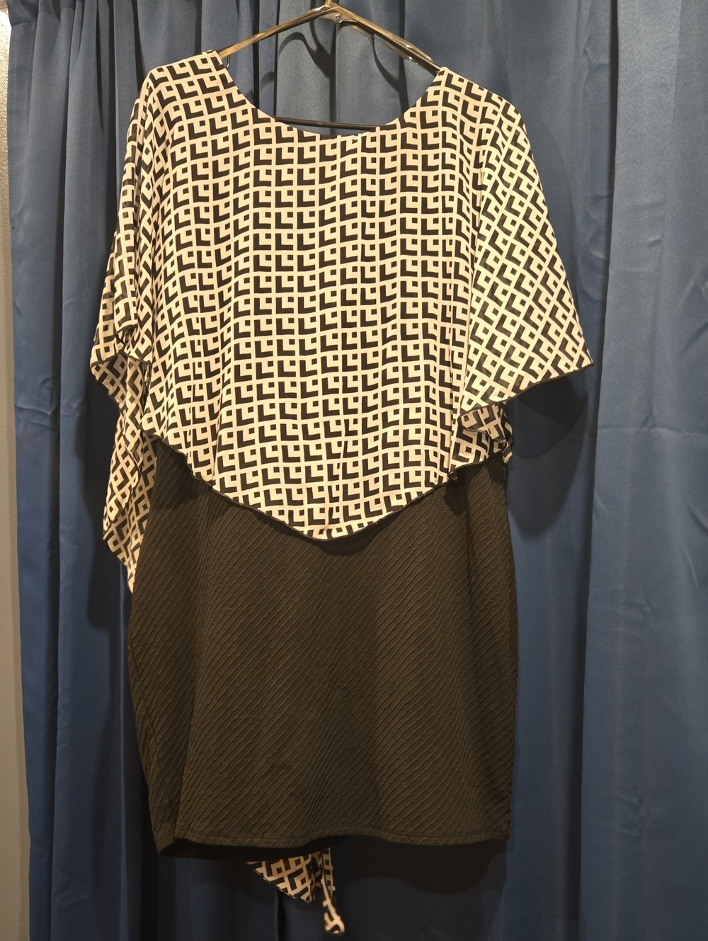 Black and White Geometric Overlay Dress